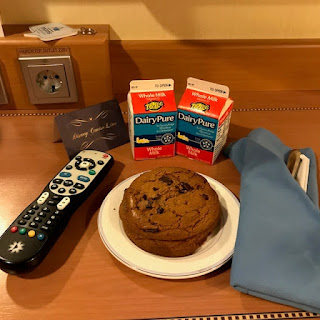 Free room service on Disney Dream cruise ship milk and cookies ordered to your room tip