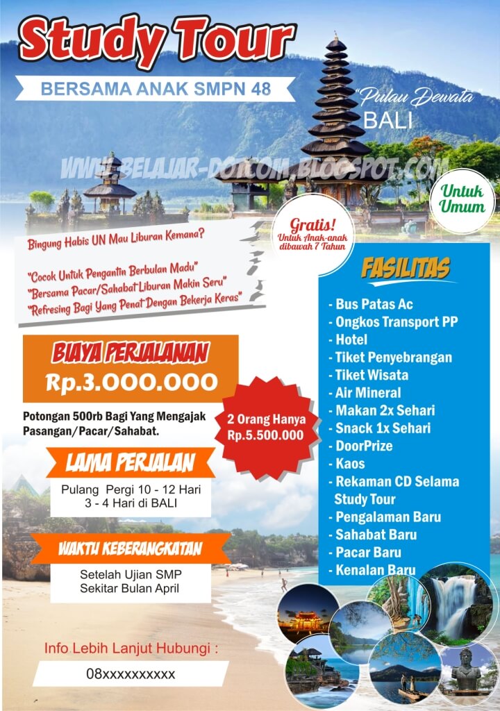Contoh Brosur Paket Wisata Dan Study Tour Ke Bali Download Template Brosurnya Gratis! | Kumpulan Tutorial