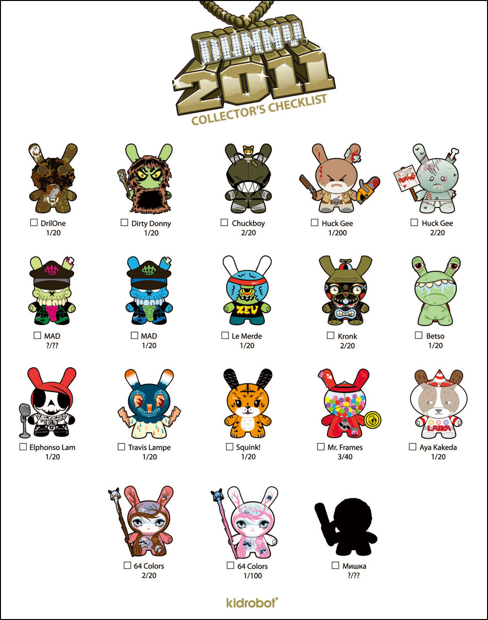 The Blot Says Kidrobot Dunny Series 2011 Official Checklist With Ratios