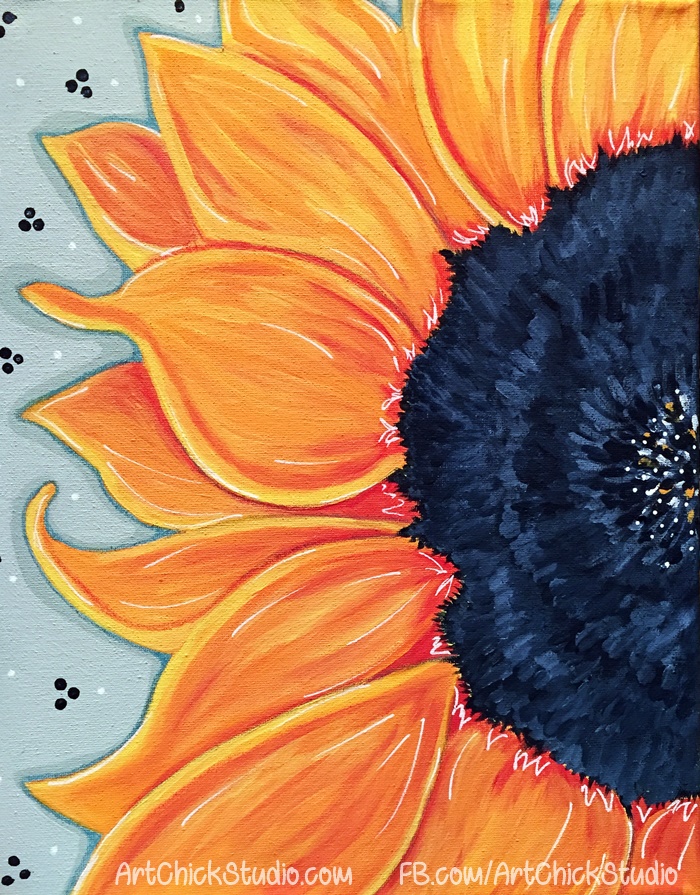 Sunny Flower Mixed Media Painting Art Chick Studio