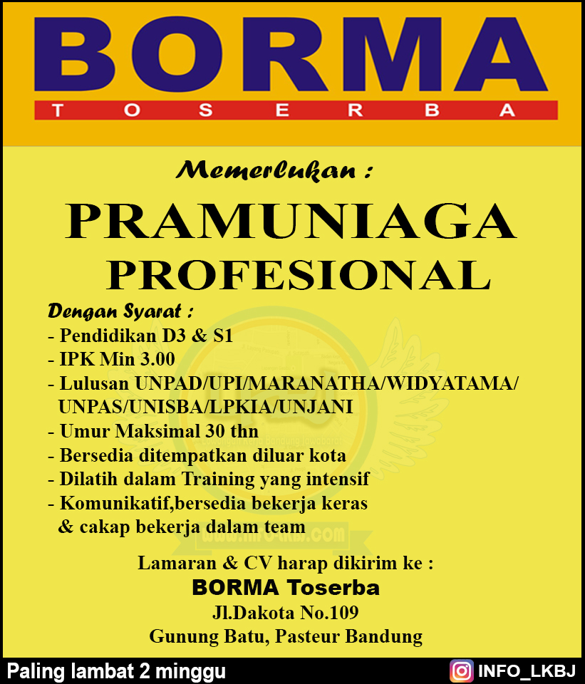 Lowongan Kerja Borma Bandung
