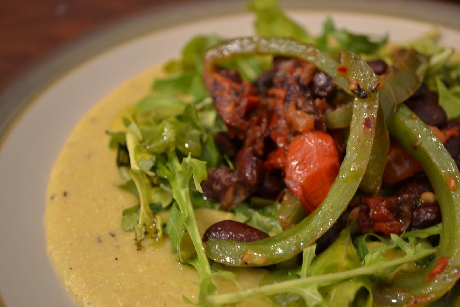 Veggies For Real Vegan Polenta with Kidney Beans, Peppers and Tomatoes