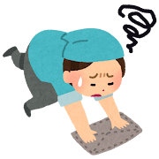 いやいや掃除をする人のイラスト(家)