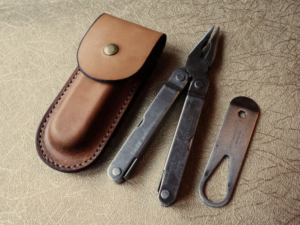 Audhumbla Custom sheath for a Leatherman Super Tool & Burtek Pocketwrench