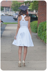 Simplicity 1099 - Made in white stretch satin for a great Graduation dress option! Erica B's DIY Style!