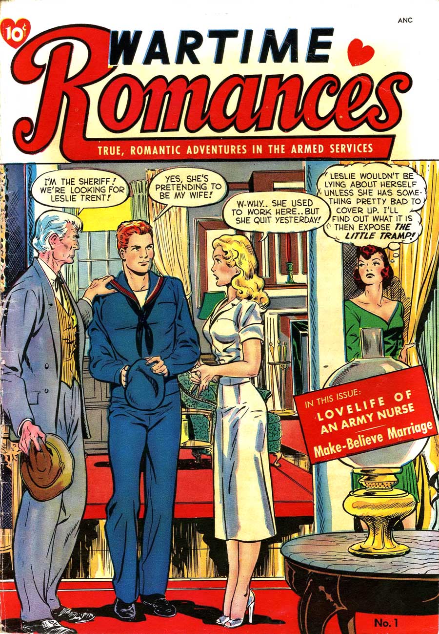Wartime Romances #1 st. john 1950s golden age romance comic book cover by Matt Baker