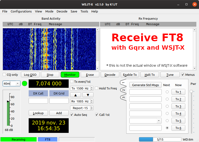 Receive FT8 with WSJT-X and RTL-SDR