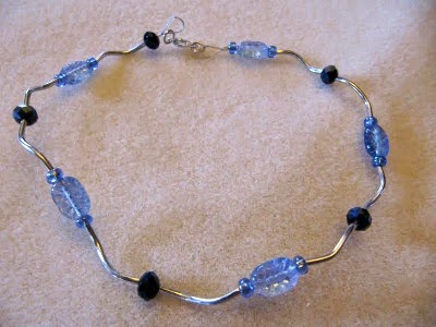 blue beaded anklet  anklet