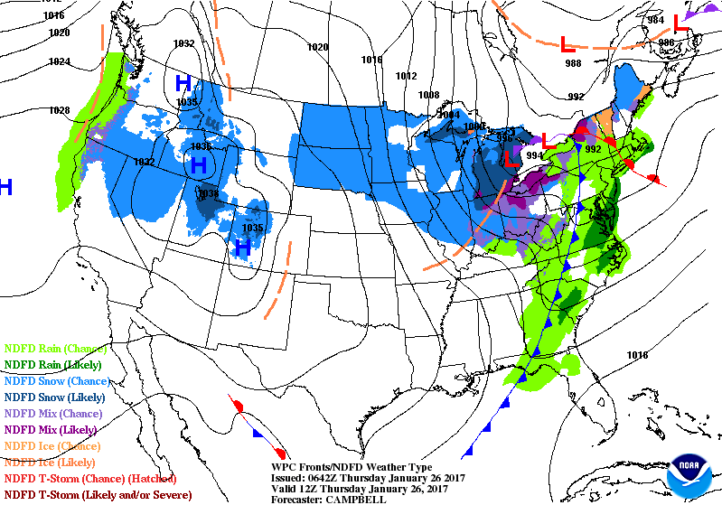 National Surface Map for Thursday Jan 26th National Surface Map for Thursday Jan 26th