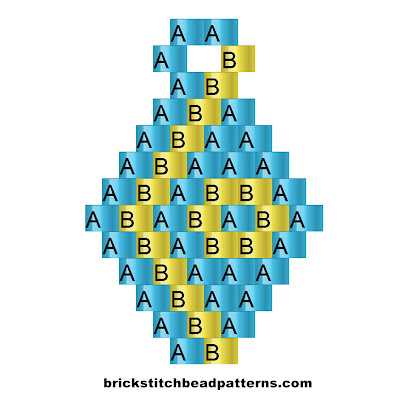 Free beginner brick stitch seed bead earring pattern labeled color chart.