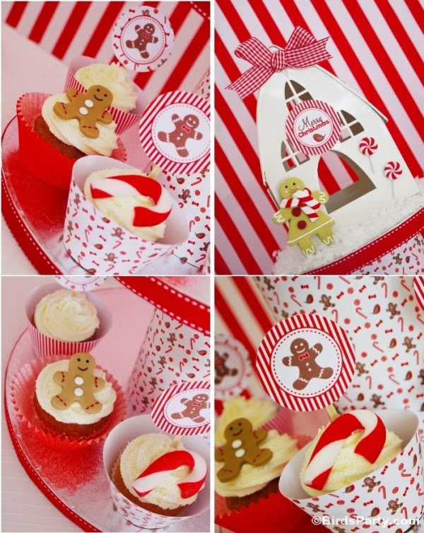 Christmas Candyland Cupcakes and Printable Wrappers - BirdsParty.com