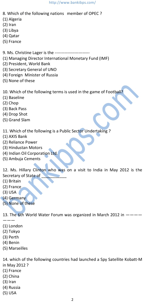 ibps general knowledge questions