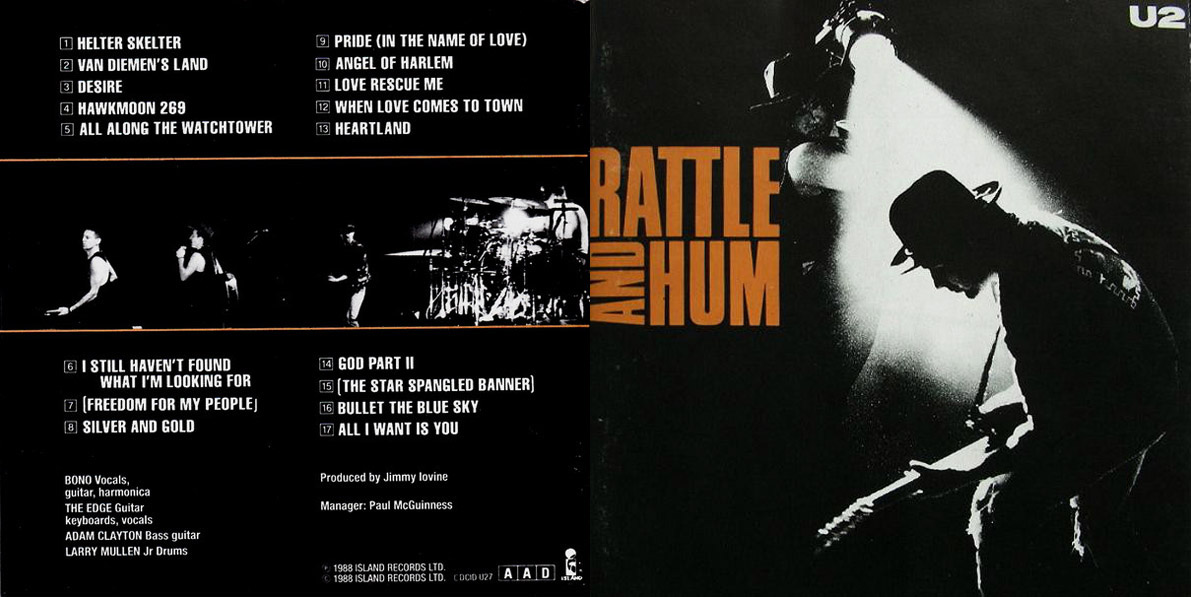 Encarte U2 Rattle And Hum Encartes Pop