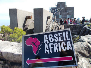 Abseiling Table Mountain. A popular  extreme adventure sport.