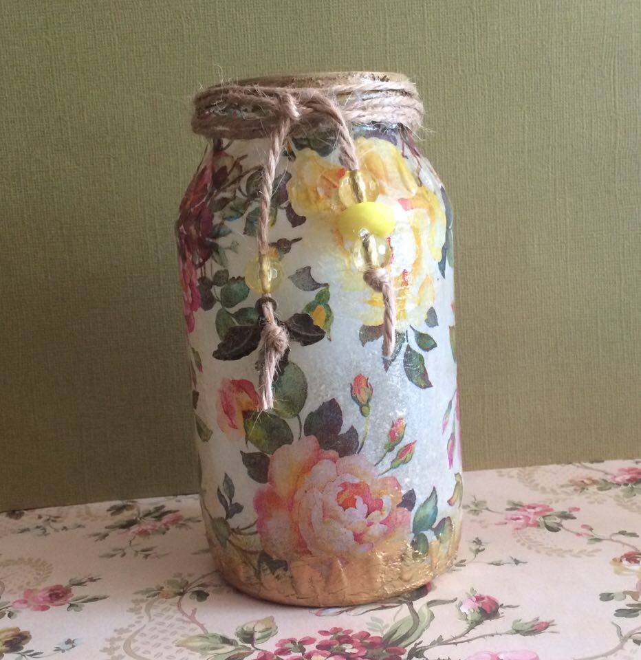 Frayed Round The Edges Decorated Jam Jars