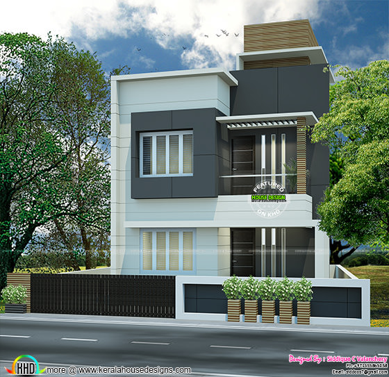 Small plot flat roof house