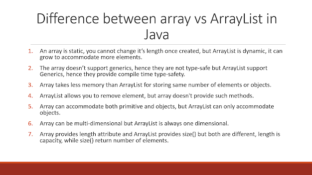 Difference between a List and Array in Java? ArrayList vs Array Example