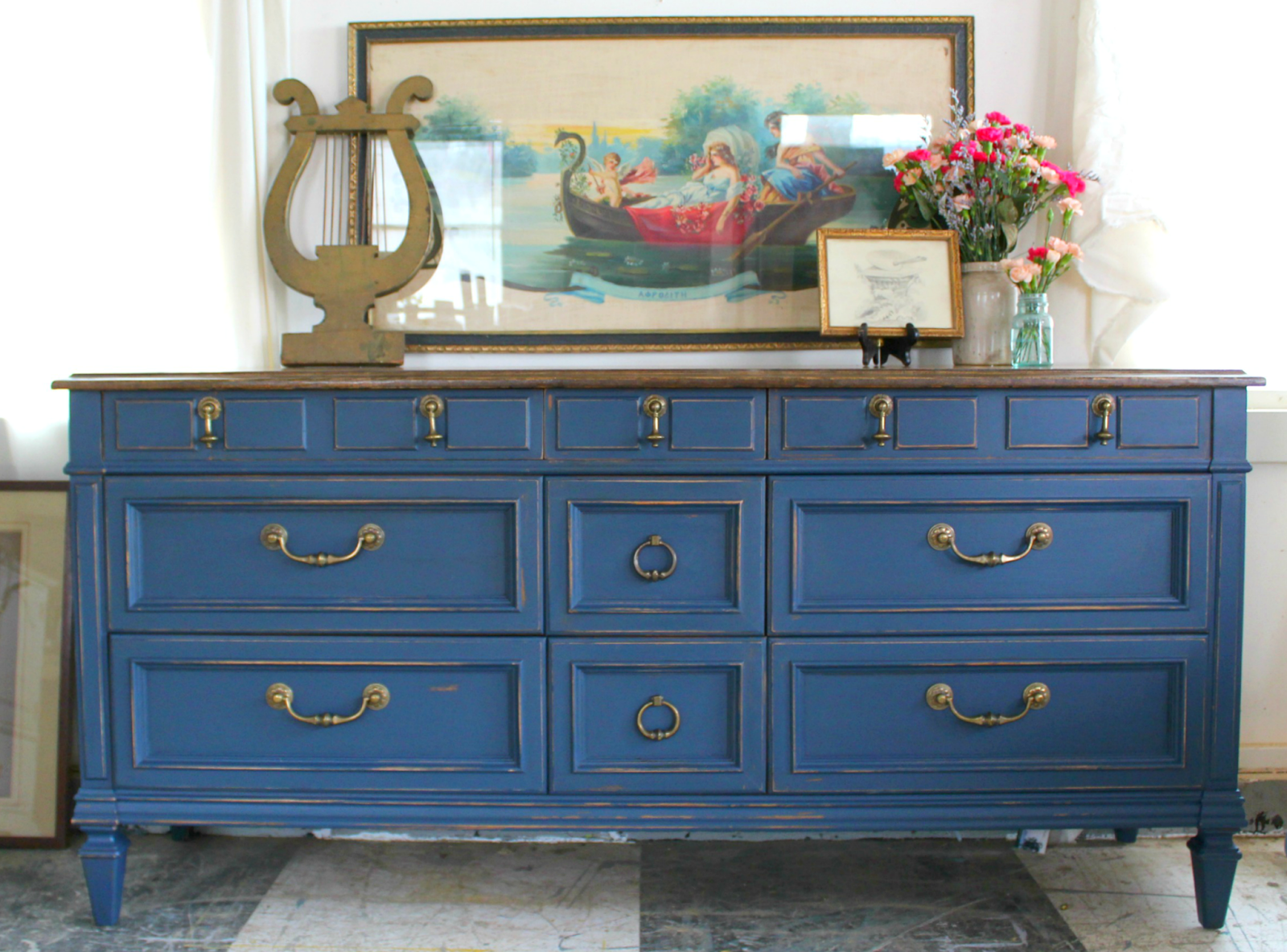 Heir and Space A Vintage Sideboard in Blue