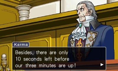 Manfred von Karma only 10 seconds left before three minutes are up Ace Attorney