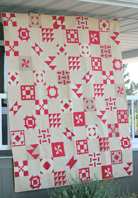 Red and cream sampler quilt