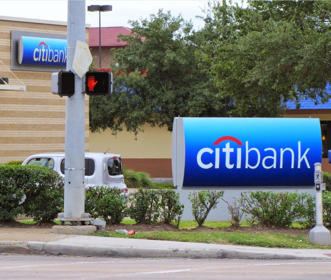 citibank signage at retail bank branch location in Texas