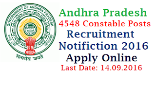  AP Police Recruitment 2016 – Apply Online for 4548 SCT Constable and Warders Posts