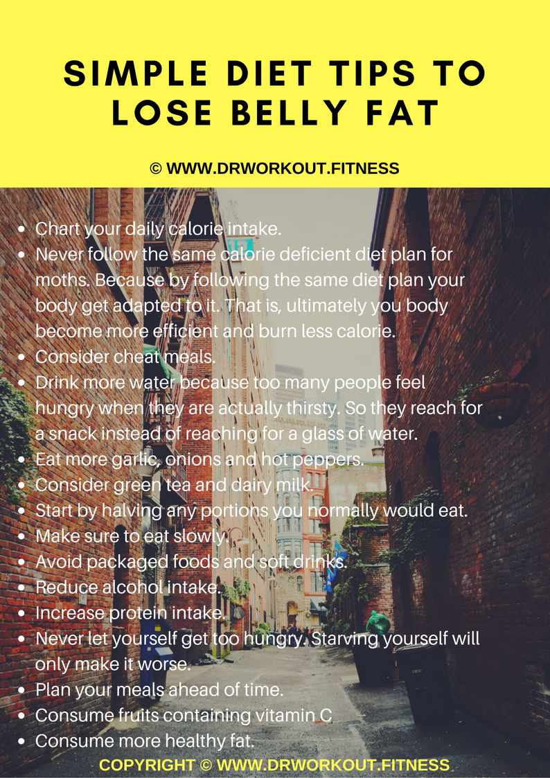 Diet Chart To Lose Tummy Fat