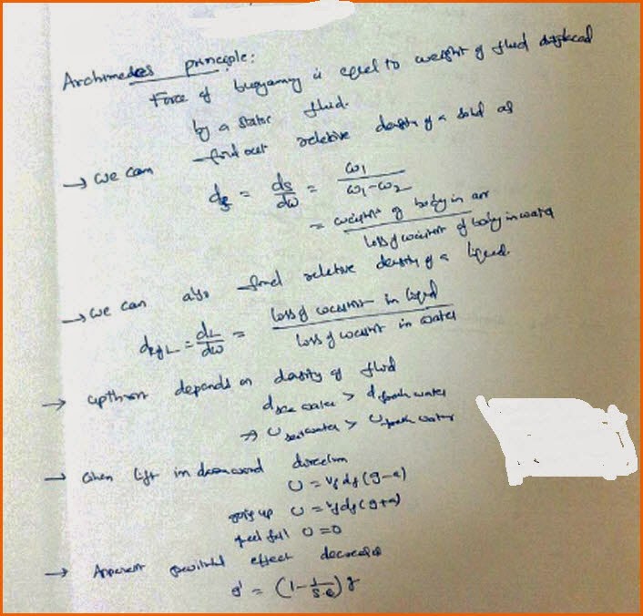 Up thrust or the Buoyant Force and Problems with Solutions IIT JEE
