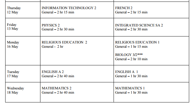 Essay on csec timetable 2015 08 image