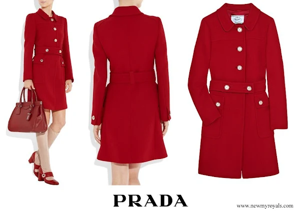 Princess Isabella wore Prada belted wool coat
