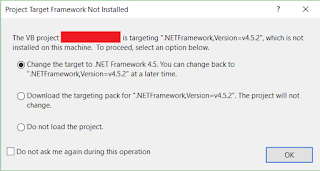 The VB Project Is Targetting ".NET Framework Version"