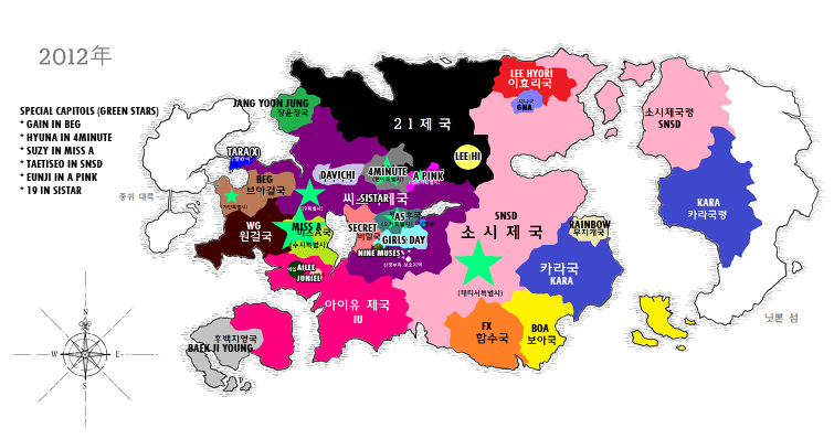 Bestiz] Map of female artists/girl groups from 1997 to 2012