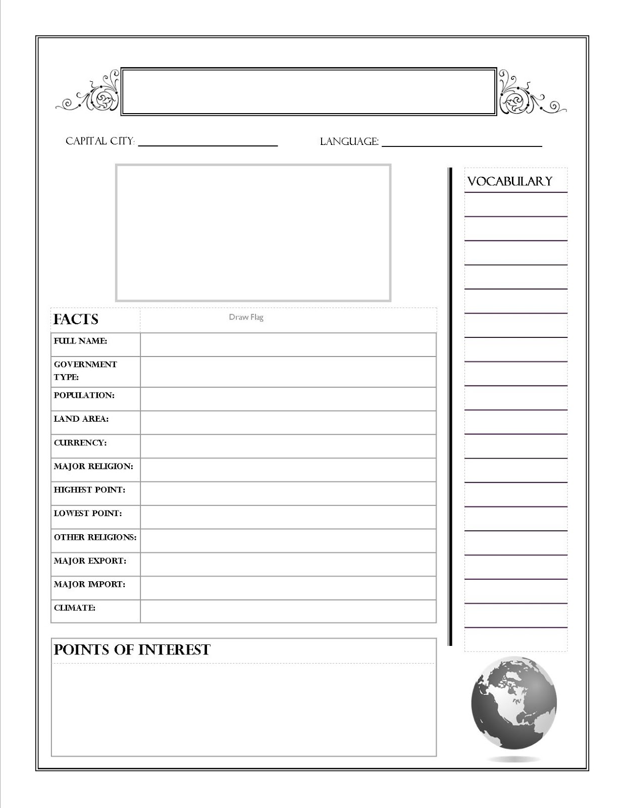 Free Printable Country Report Worksheets Printable Word Searches