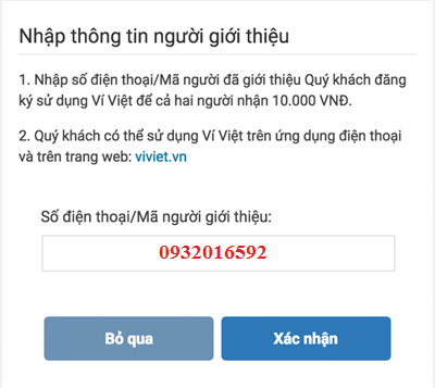 Nhận 10k khi đăng ký Ví Việt - Son Blog