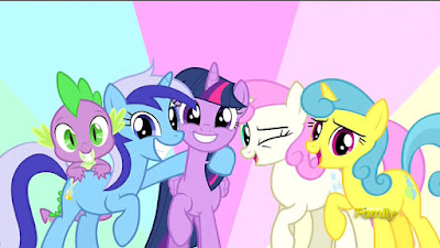 Twilight and her new old friends say hello to Moondancer