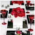 Dramatic black, white and red Valentine's Day tablescape