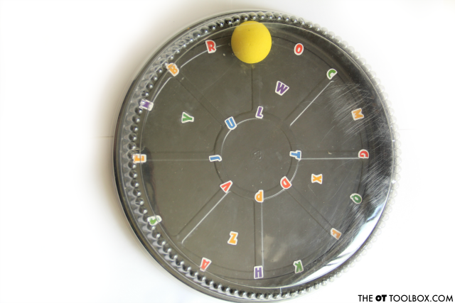 A simple occupational therapy activity uses just a ball and letter activities to work on hand-eye coordination and the visual motor skills needed for reading, writing, math, functional skills and so many other areas.