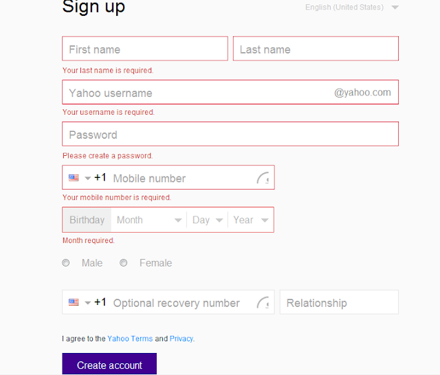 create yahoo account