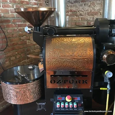 ornate coffee-roasting machine at Way Station Brew in Berkeley, California