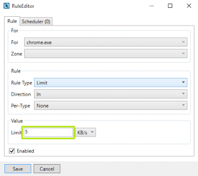 Settingan untuk menentukan kecepatan download