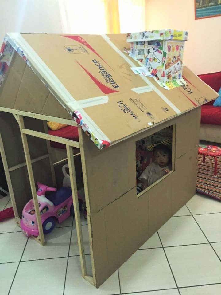 How Filipino GrandPa Turned Used Cardboard into Adorable Playhouse