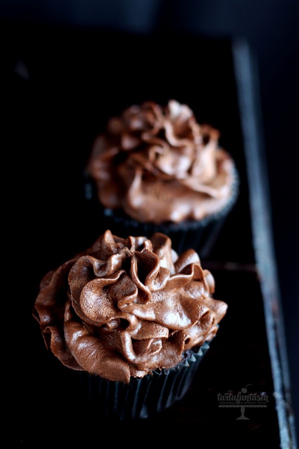Cupcakes de Ganache de chocolate Negro