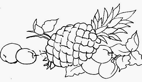 desenho de abacaxi com ameixas para pintar