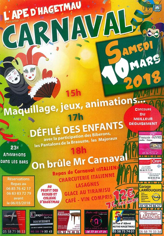 média40: Le Carnaval se déroulera le 10 mars à Hagetmau ainsi qu'à St-Sever