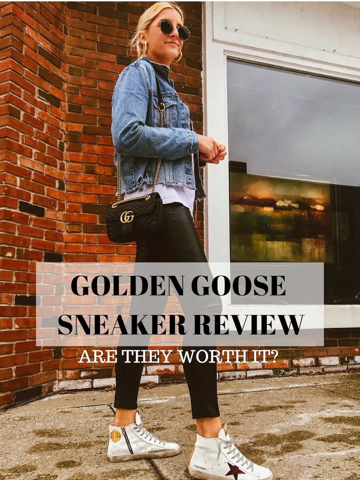 golden goose sneakers on feet