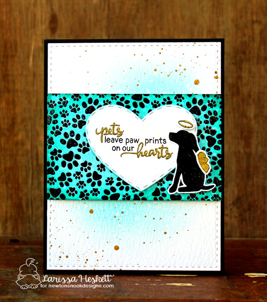 Pets leave Pawprints on our hearts card by Larissa Heskett | Furr-ever Friends | Dog and Cat Sympathy Stamp Set by Newton's Nook Designs #newtonsnook