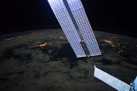 Sun's reflection on Solar Arrays of the International Space Station