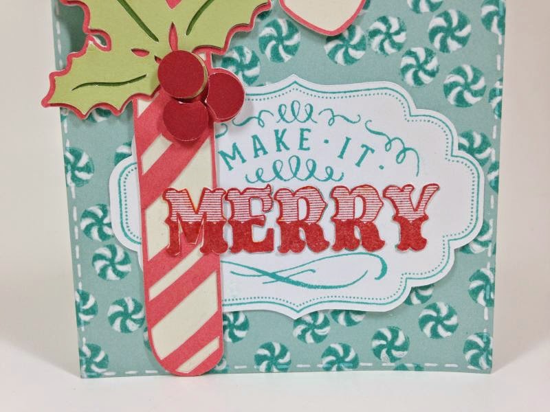 Make It Merry Candy Cane card closeup