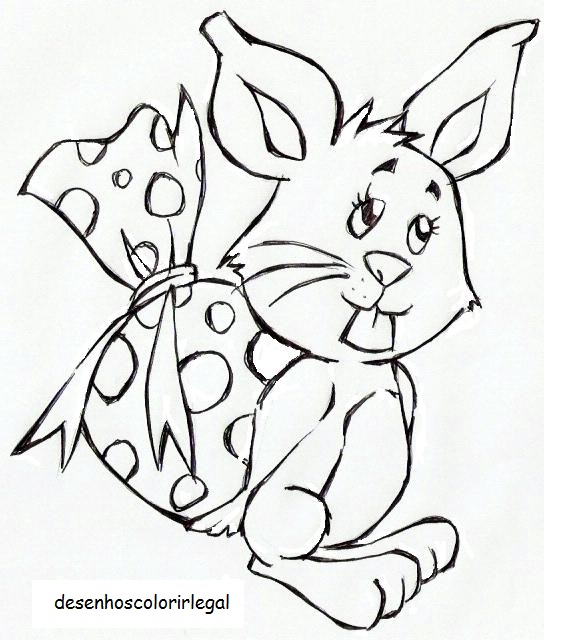 desenhos colorir legal desenho de coelho segurando ovo da pÁscoa