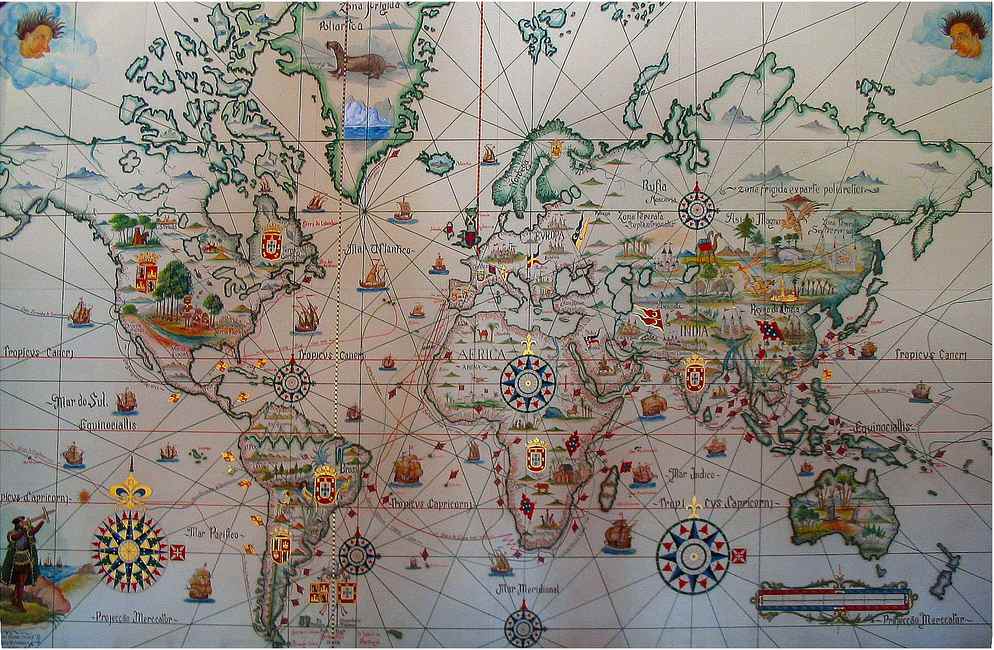 mapa Dois terços do mundo foram descobertos pelos portugueses